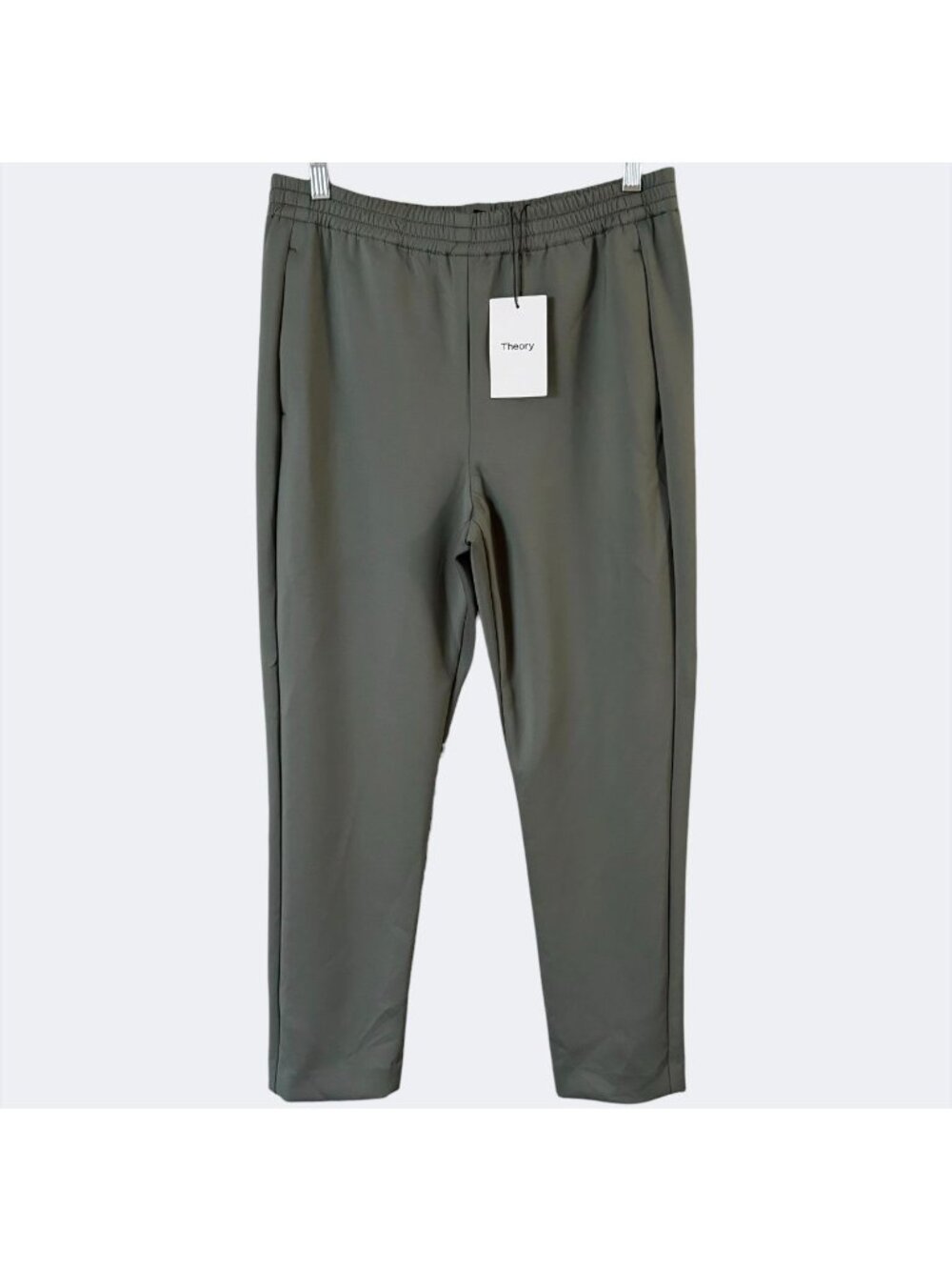 Theory Knit Tech Tapered Pant Spruce Green Women's 8 Pull-On High-Waisted NEW